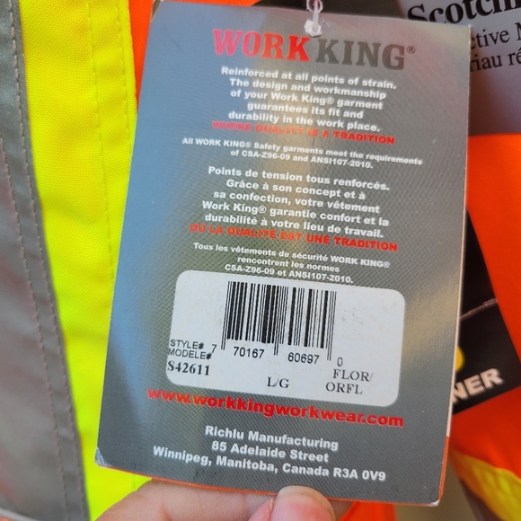 Work King Men's S42611 High Visibility 5-in-1 Safety System Jacket / Vest - Picture 10 of 13